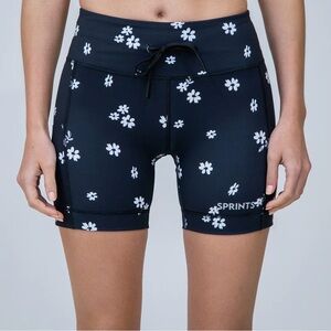 Women's Black and White Floral Bike Shorts